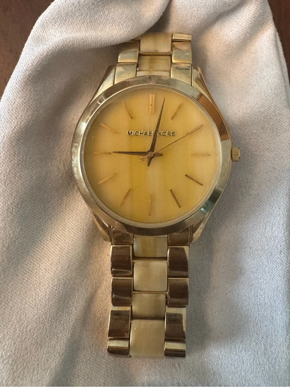 Michael Kors Women's Runway Horn Gold-Tone Stainless Steel Bracelet Watch